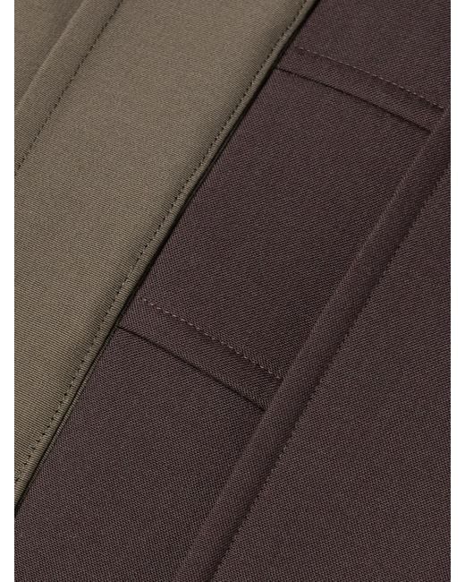 Sacai Brown Draped Paneled Scuba And Cotton-Blend Grosgrain Jacket