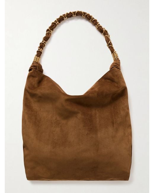 Saint Laurent Brown Amalia Medium Suede Tote