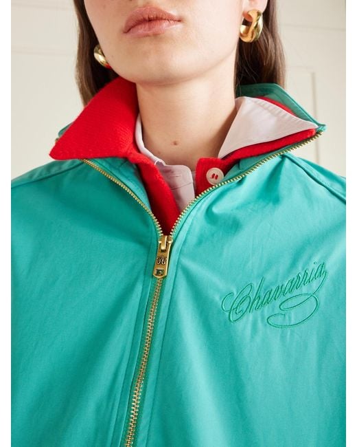 Willy Chavarria Blue Ruff Rider Embroidered Cotton Zip-Up Track Jacket