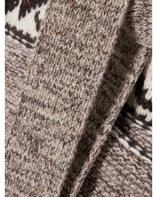 Polo Ralph Lauren Gray Cardigan Aus Jacquard-Strick Aus Einer Wollmischung Mit Bindegürtel