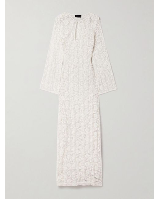 Nili Lotan White Della Maxikleid Aus Gehäkelter Baumwolle