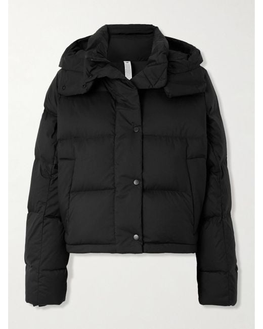 lululemon athletica Black Wunder Puff Hooded Quilted Recycled-Softmatte Down Jacket
