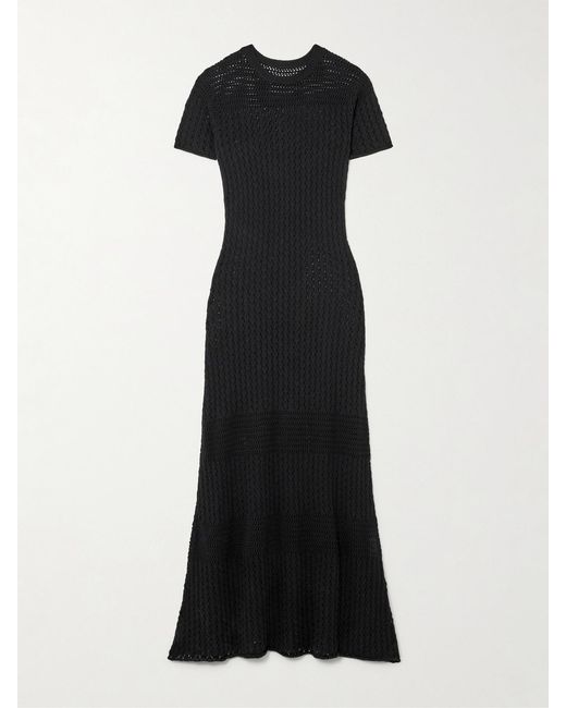 Escvdo Black Pallay Open-Knit Cotton Maxi Dress
