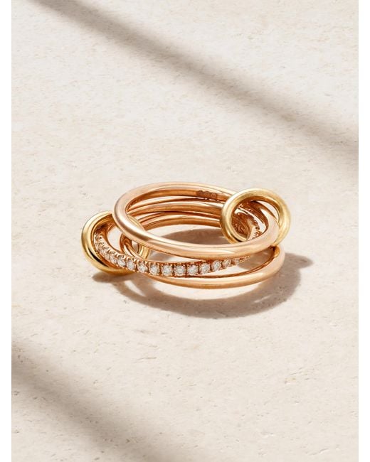 Spinelli Kilcollin Natural Sonny Set Of Three 18-Karat And Rose And Diamond Rings