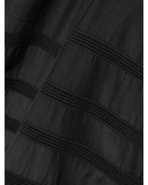 Pantalon Large En Voile De Coton Biologique Et De Soie Mélangés À Broderies Totême  en coloris Black