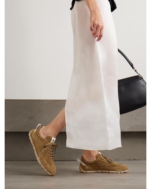 Bally Natural Quest Grosgrain-Trimmed Suede Sneakers