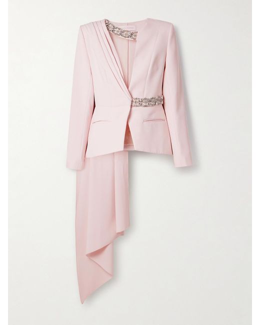 Sabina Bilenko Pink Sabina Embellished Draped Crepe Jacket