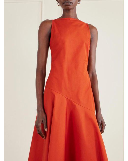 Adam Lippes Red Ren Cotton-Poplin Midi Dress