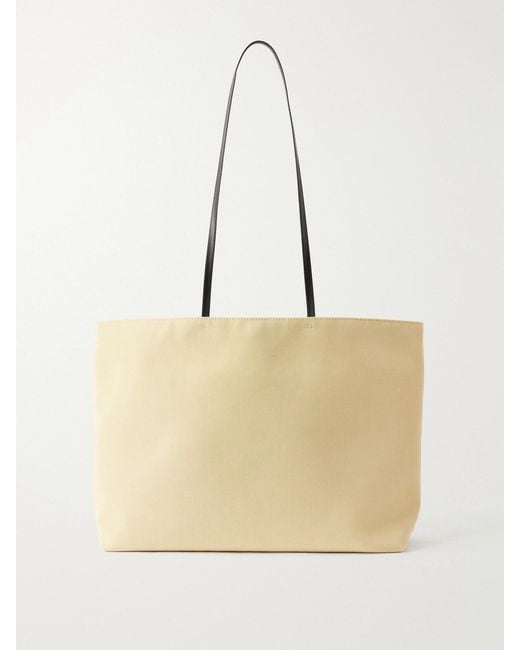 Valesque Natural Parcel Leather-Trimmed Canvas Tote