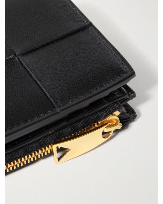 Bottega Veneta Black Cassette Intrecciato Leather Wallet
