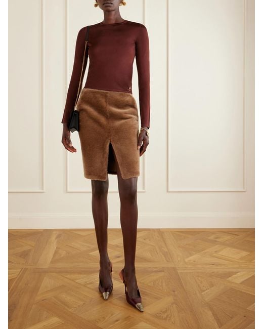 Saint Laurent Red Cassandre-Embellished Knit T-Shirt