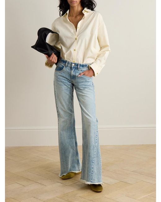 Stella McCartney Blue Frayed Embellished Flared Jeans