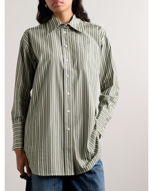 Co. Gray Oversized Striped Tton-Poplin Shirt