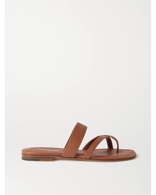 Manolo Blahnik Brown Susa Leather Sandals