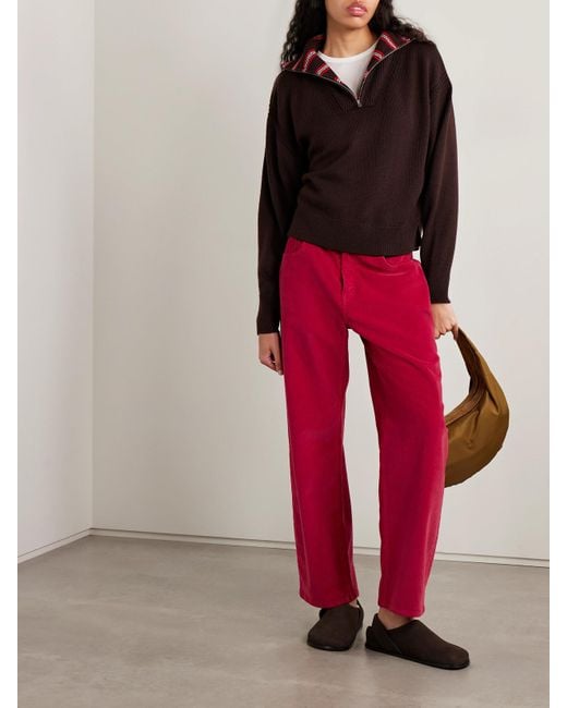 La Ligne Red Marilyn Hose Mit Weitem Bein Aus Cord Aus Einer Baumwollmischung