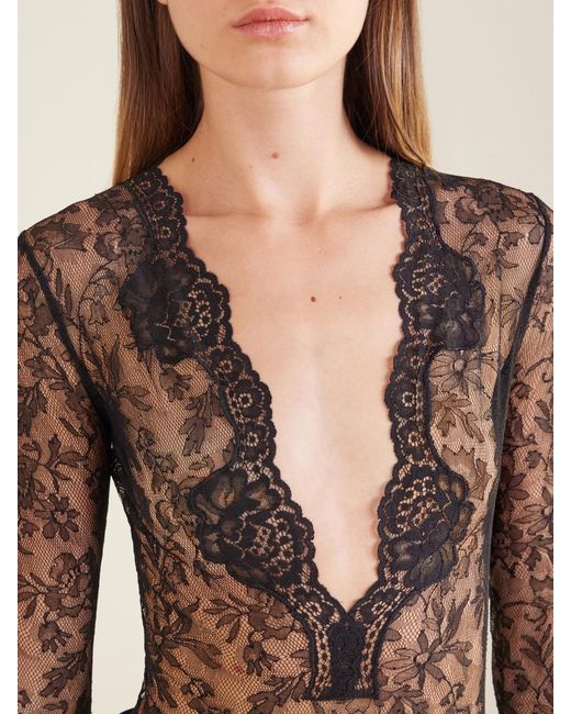 Valentino Garavani Black Stretch-Lace Bodysuit