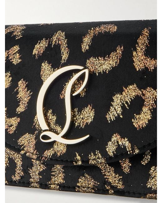 Christian Louboutin Black Loubi54 Clutch Aus Metallic-Samt Mit Jacquard-Muster Und Verzierung