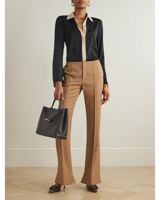 Max Mara Black Pio Zweifarbiges Hemd Aus Seide