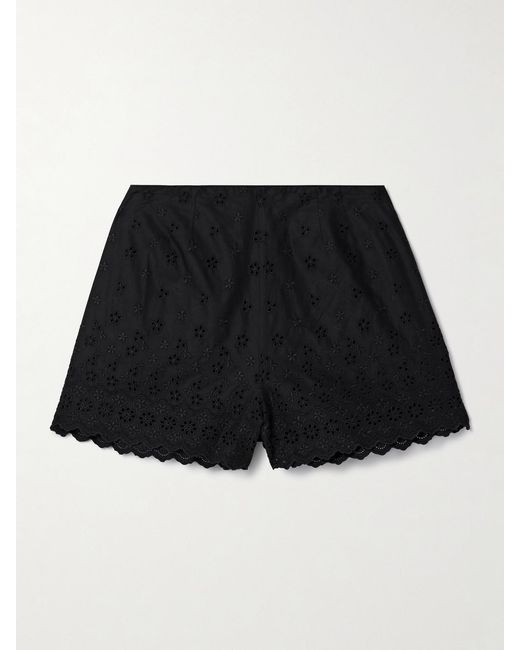 Doen Black Arbre Broderie Anglaise Cotton Shorts