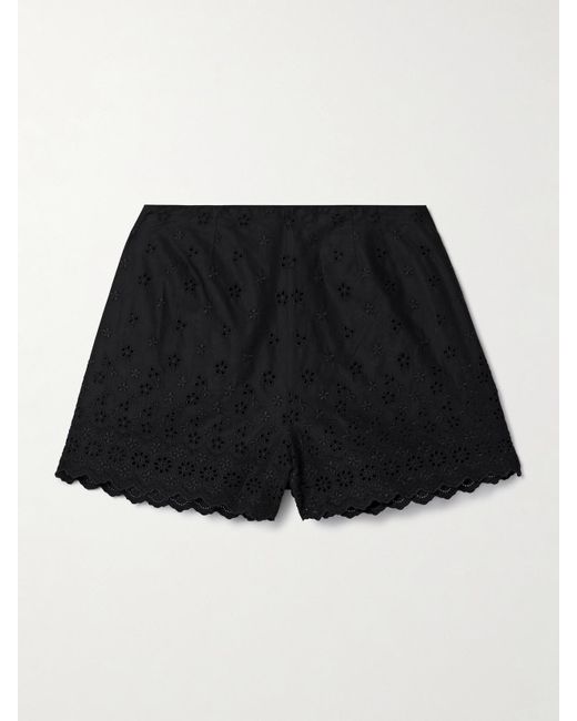 Doen Black Arbre Broderie Anglaise Cotton Shorts
