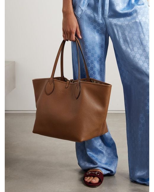 Gucci Brown Totissima Reversible Textured-Leather And Canvas-Jacquard Tote
