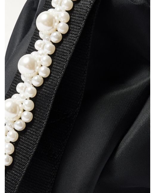 Sac Porté Épaule En Tissu Technique À Perles Synthétiques Sling Bow Mini Simone Rocha en coloris Black