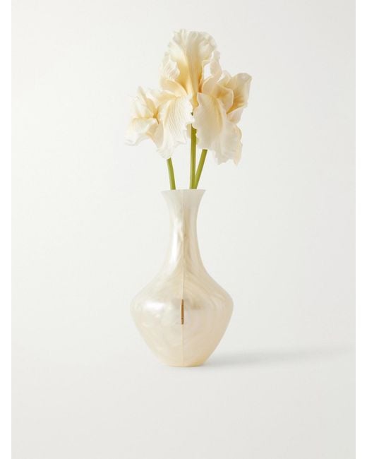 Cult Gaia White Junos Marble-Effect Clutch