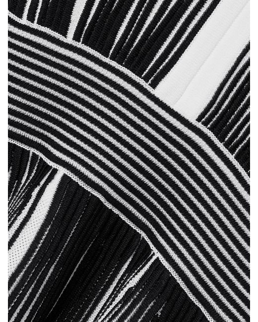 Balmain Black Striped Knitted Mini Dress