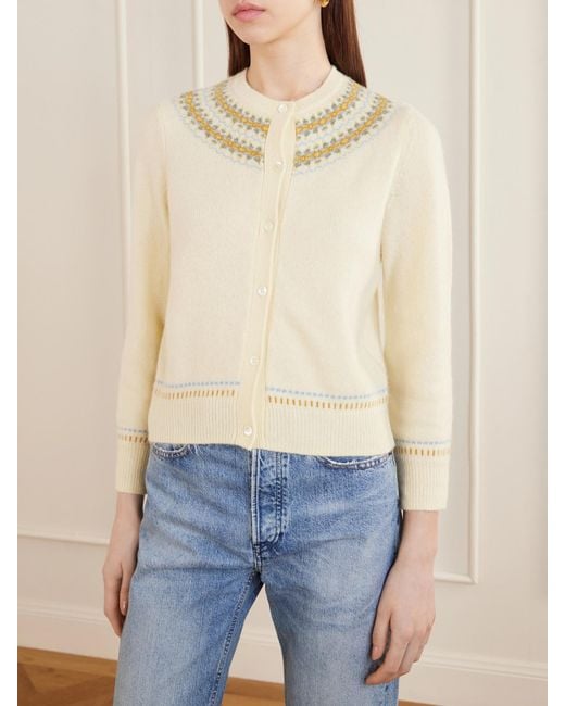 Doen Natural Olympe Jacquard-Knit Wool-Blend Cardigan