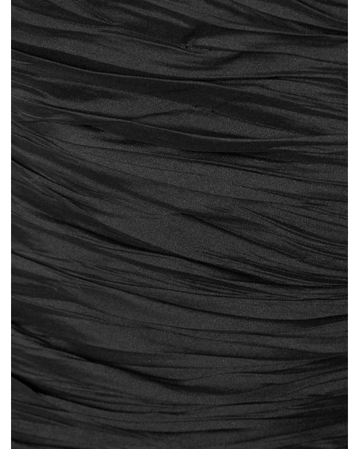 Marmar Halim Black Strapless Plissé-Taffeta Gown