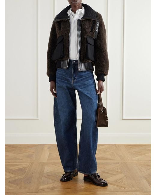 Sacai Black Wool-Blend Plush Coat