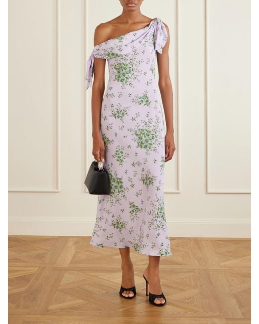 Rodarte White Floral-Print Silk-Crepe Midi Dress