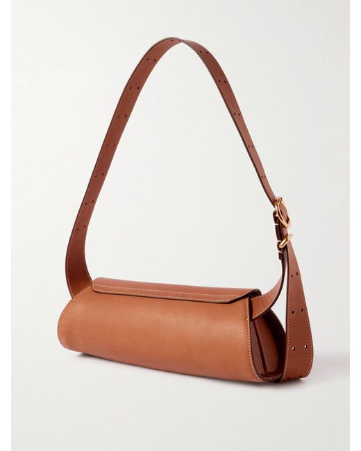 Jil Sander Brown Kleine Schultertasche Aus Leder