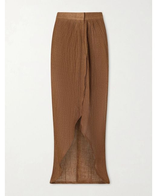LeKasha Brown Kamat Organic Linen Maxi Skirt