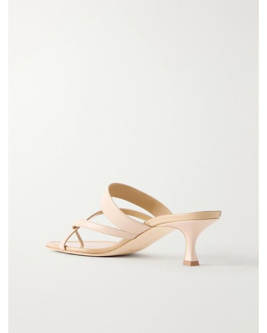 Manolo Blahnik Natural Susa 50 Leather Sandals