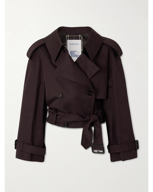 Burberry Black Dolebury Verkürzter Trenchcoat Aus Baumwollgabardine