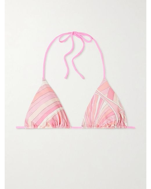 Emilio Pucci Pink Bedrucktes Neckholder-Triangel-Bikini-Oberteil