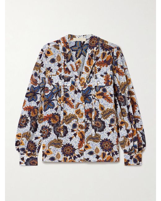 Ulla Johnson Blue Florian Printed Silk Blouse