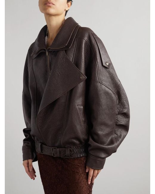 Saint Laurent Black Oversized-Jacke Aus Strukturiertem Leder