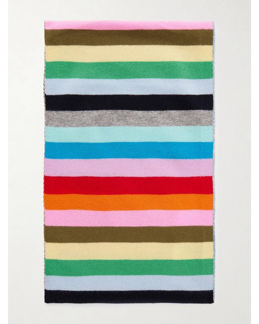 Allude Green Striped Cashmere Scarf