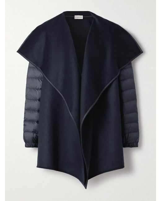 Moncler Blue Daunenjacke Aus Filz Aus Einer Wollmischung Und Gestepptem Shell