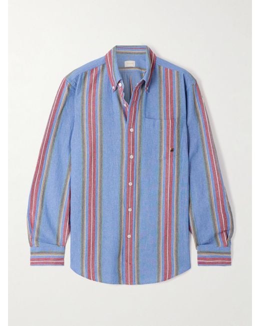 Aimé Leon Dore Blue Striped Cotton Oxford Shirt