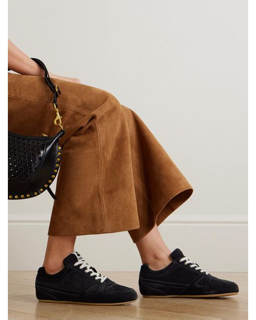 Isabel Marant Blue Senny Perforated Suede Sneakers