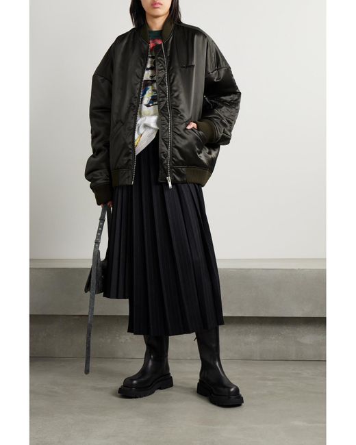 Halfboy Black Oversized Embroidered Padded Shell Bomber Jacket