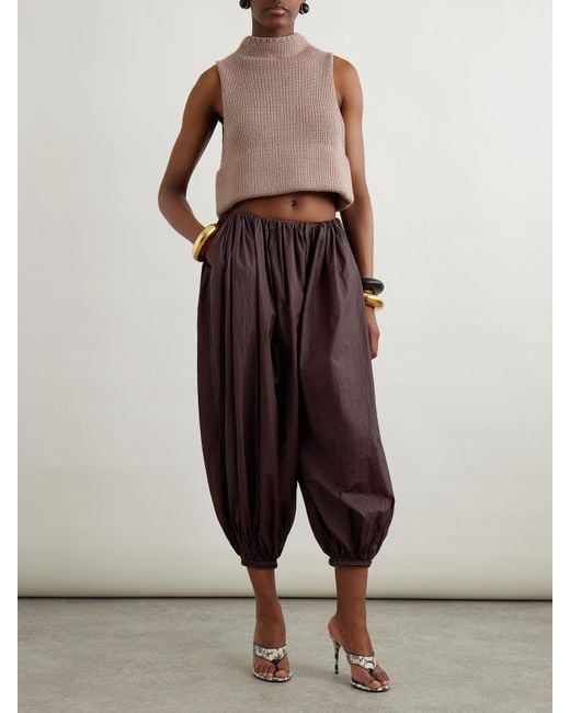 Alaïa Brown Pleated Chiffon Tapered Pants