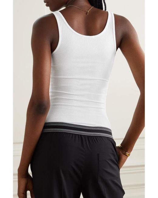 James Perse White The Daily Ribbed Stretch-Cotton Tank