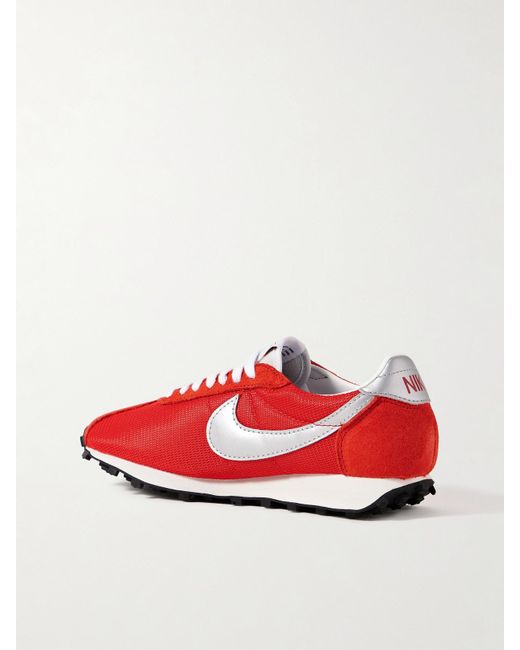 Nike Red Ld-1000 Leather And Brushed Suede-Trimmed Mesh Sneakers