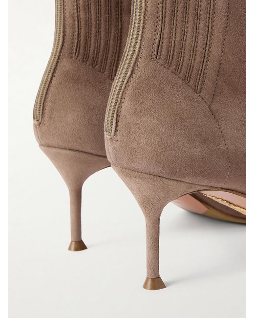 Aquazzura Brown Saint Honoré 65 Suede Ankle Boots
