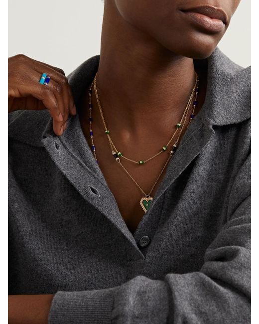 L'Atelier Nawbar Natural Atoms The 5 Dots 18-Karat, Enamel And Diamond Necklace