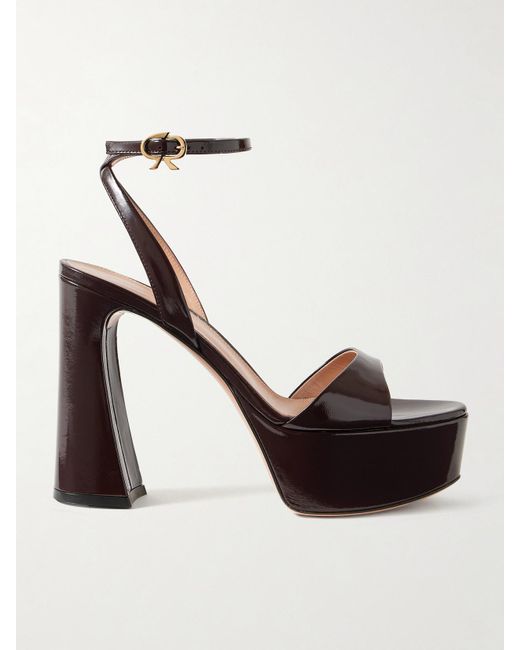 Gianvito Rossi White Nancy 110 Patent-Leather Platform Sandals
